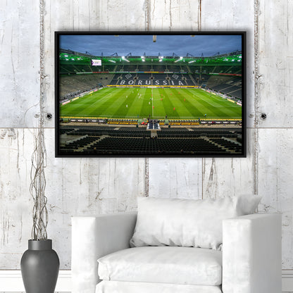 Empty Borussia Park, Stadium Canvas, Sport Art, Framed Canvas Print Wall Art, Floating Frame