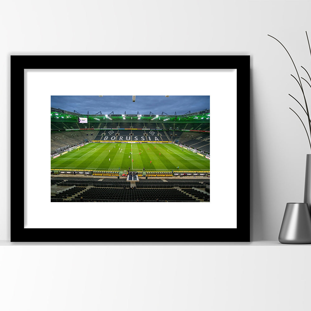 Empty Borussia Park, Stadium Canvas, Sport Art, Gift for him, White Border Framed Art Print Wall Decor