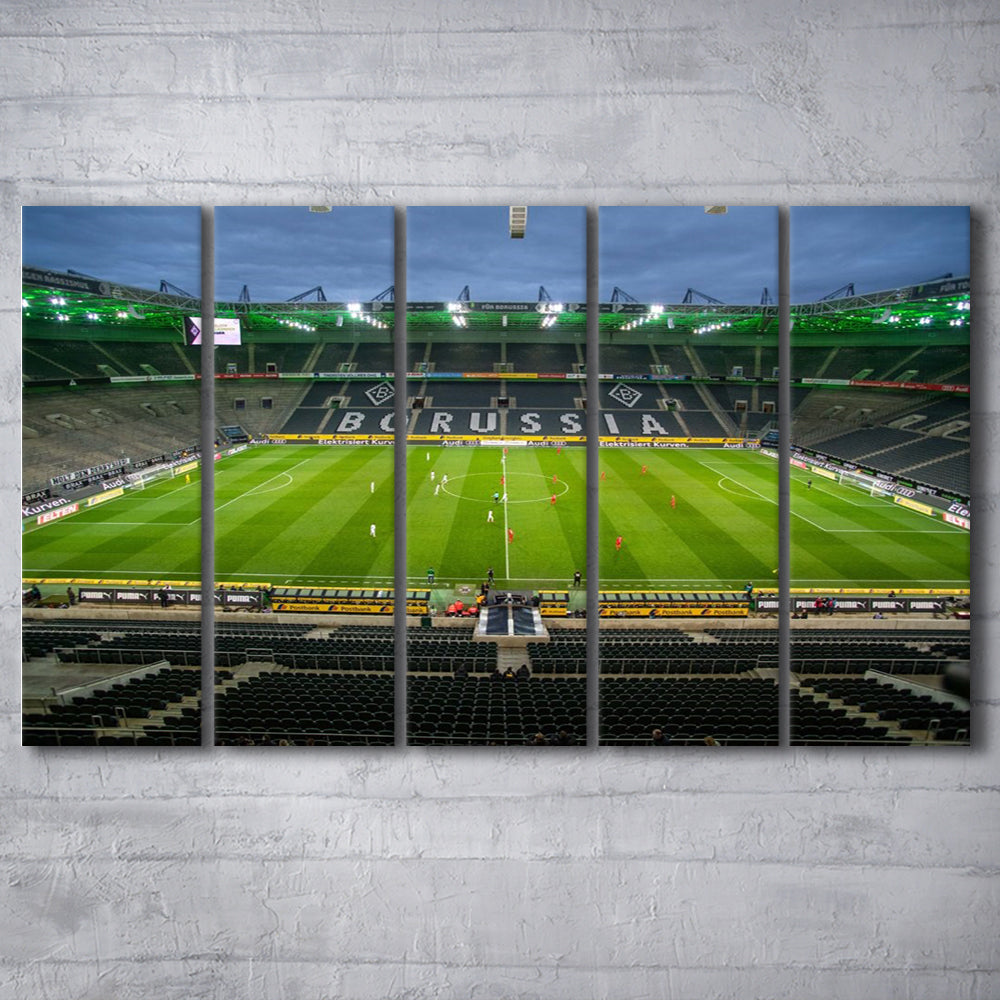 Empty Borussia Park, Stadium Canvas, Sport Art, 5 Panel B, Extra Large Canvas, Canvas Print Wall Art