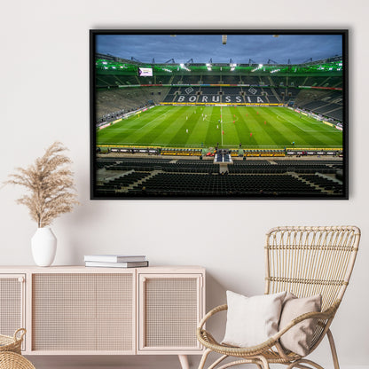 Empty Borussia Park, Stadium Canvas, Sport Art, Framed Canvas Print Wall Art, Floating Frame