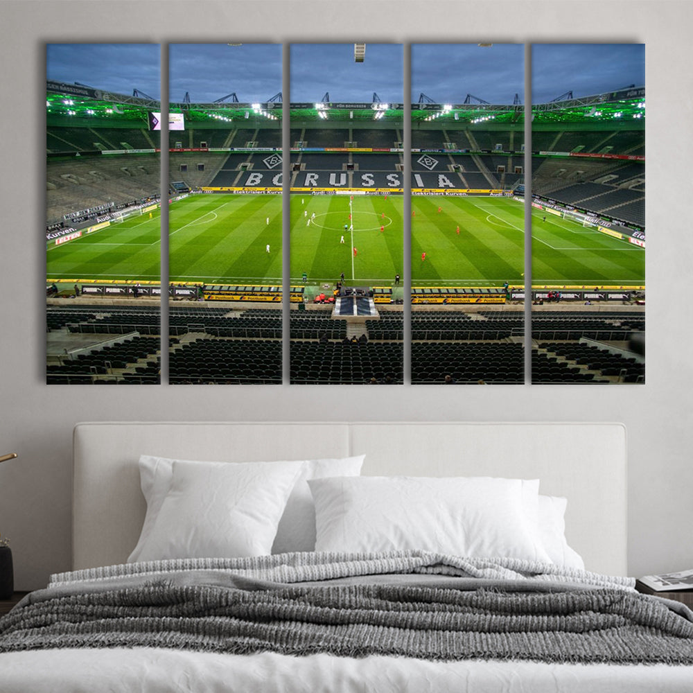 Empty Borussia Park, Stadium Canvas, Sport Art, 5 Panel B, Extra Large Canvas, Canvas Print Wall Art