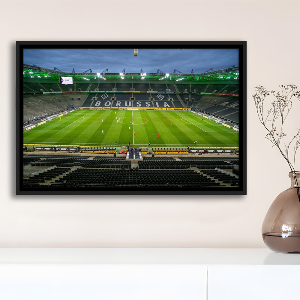 Empty Borussia Park, Stadium Canvas, Sport Art, Framed Canvas Print Wall Art, Floating Frame