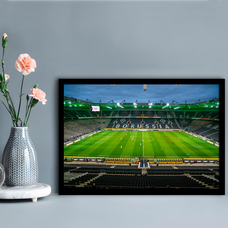 Empty Borussia Park, Stadium Canvas, Sport Art, Gift for him, Framed Art Print Wall Decor, Picture Framed