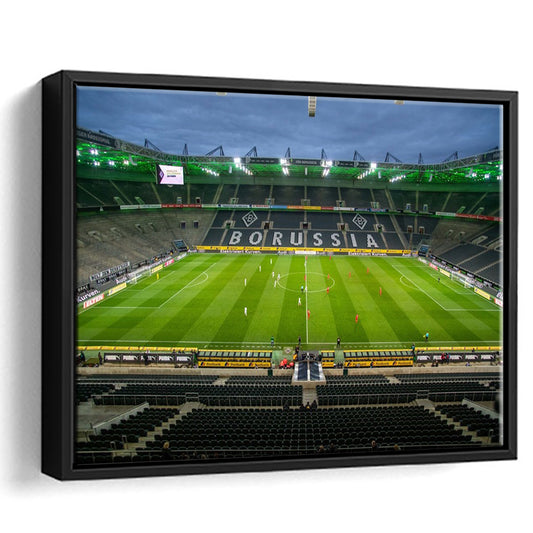 Empty Borussia Park, Stadium Canvas, Sport Art, Framed Canvas Print Wall Art, Floating Frame
