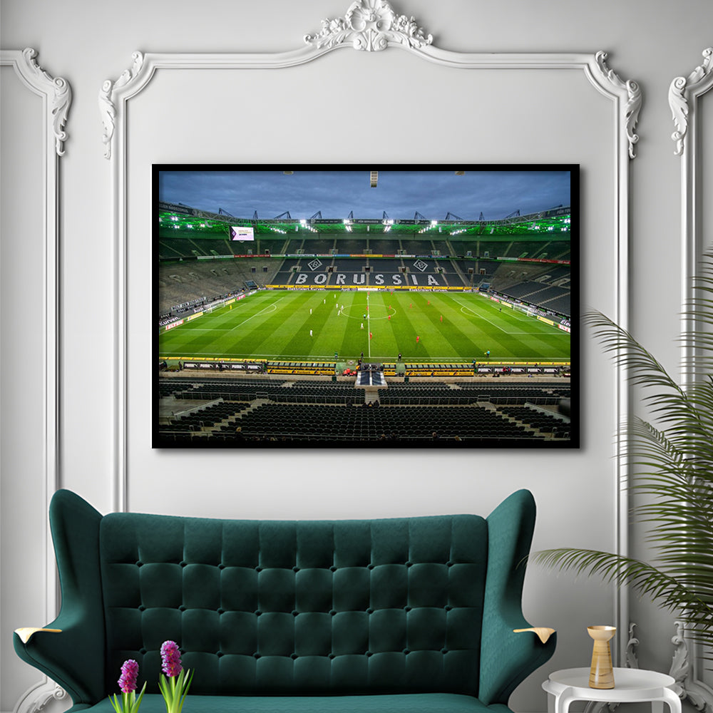Empty Borussia Park, Stadium Canvas, Sport Art, Gift for him, Framed Art Print Wall Decor, Picture Framed