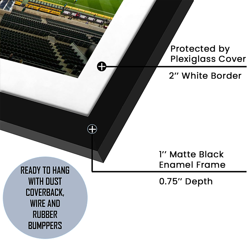 Empty Borussia Park, Stadium Canvas, Sport Art, Gift for him, White Border Framed Art Print Wall Decor