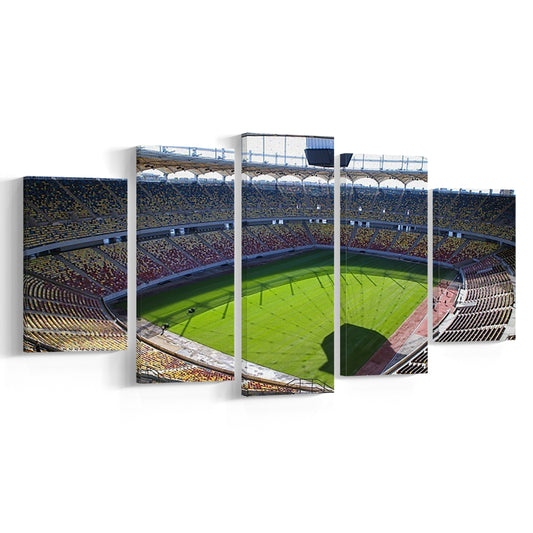 Empty Bucharest Stadium, Stadium Canvas, Sport Art, Gift for him, 5 Panel, Large Canvas, Canvas Print Wall Art