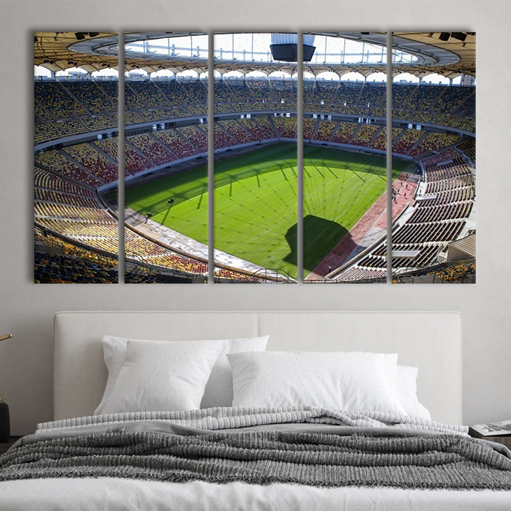 Empty Bucharest Stadium, Stadium Canvas, Sport Art, 5 Panel B, Extra Large Canvas, Canvas Print Wall Art