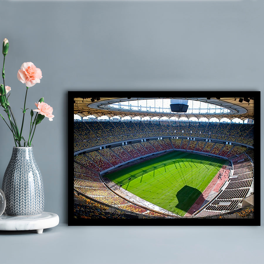 Empty Bucharest Stadium, Stadium Canvas, Sport Art, Gift for him, Framed Art Print Wall Decor, Picture Framed