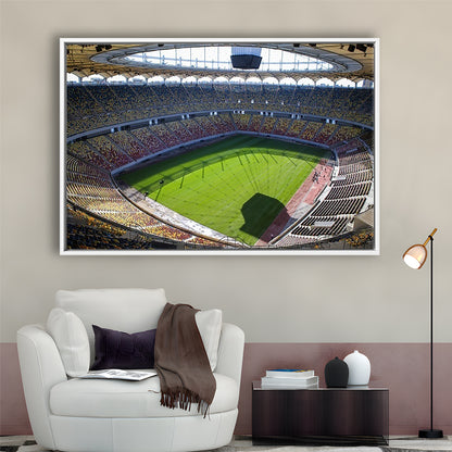 Empty Bucharest Stadium, Stadium Canvas, Sport Art, Framed Canvas Print Wall Art, Floating Frame