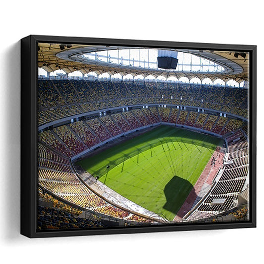 Empty Bucharest Stadium, Stadium Canvas, Sport Art, Framed Canvas Print Wall Art, Floating Frame