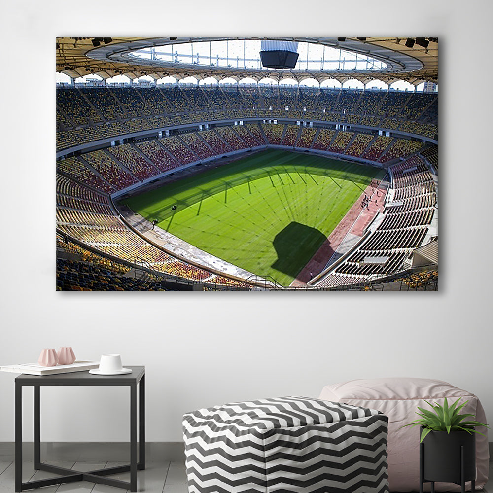 Empty Bucharest Stadium, Stadium Canvas, Sport Art, Gift for him, Man Cave Decor, Art Print, Canvas Print Wall Art