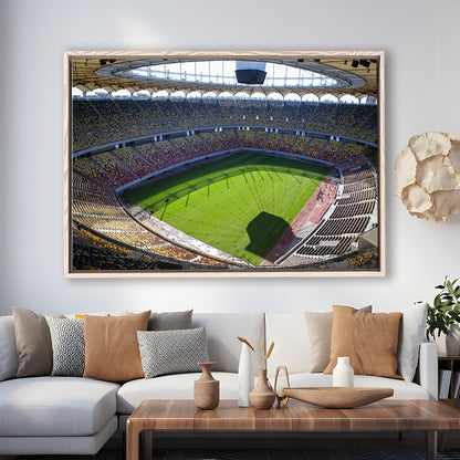 Empty Bucharest Stadium, Stadium Canvas, Sport Art, Framed Canvas Print Wall Art, Floating Frame