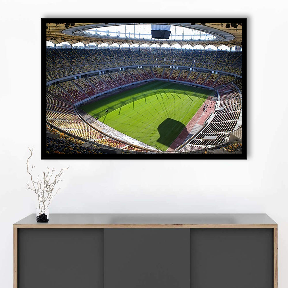 Empty Bucharest Stadium, Stadium Canvas, Sport Art, Gift for him, Framed Art Print Wall Decor, Picture Framed