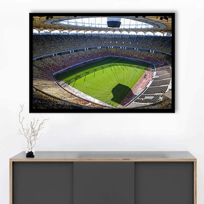 Empty Bucharest Stadium, Stadium Canvas, Sport Art, Gift for him, Framed Art Print Wall Decor, Picture Framed