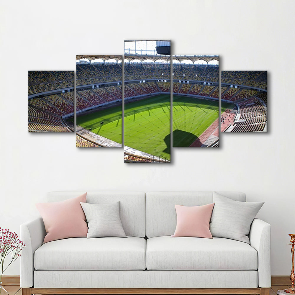 Empty Bucharest Stadium, Stadium Canvas, Sport Art, Gift for him, 5 Panel, Large Canvas, Canvas Print Wall Art