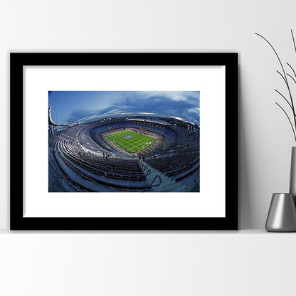 Empty Camp Nou, Stadium Canvas, Sport Art, Gift for him, White Border Framed Art Print Wall Decor