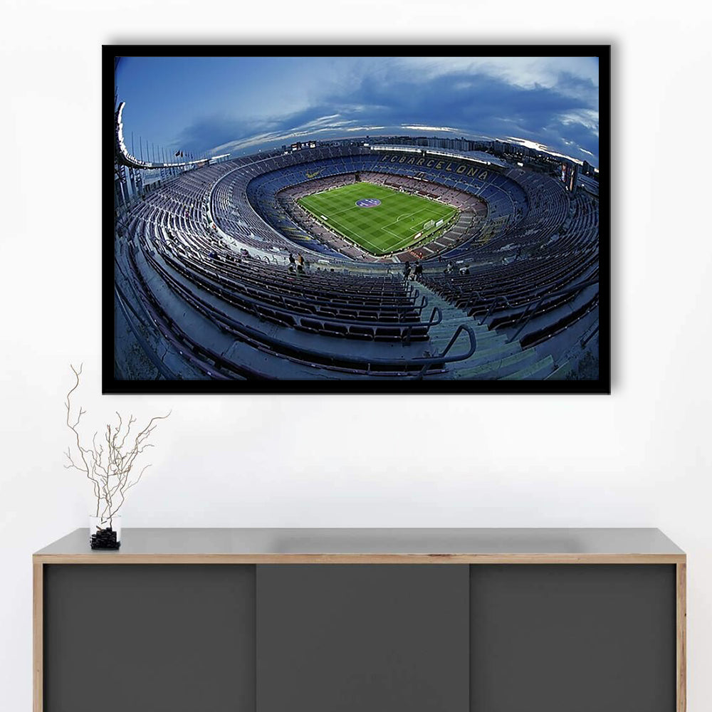 Empty Camp Nou, Stadium Canvas, Sport Art, Gift for him, Framed Art Print Wall Decor, Picture Framed