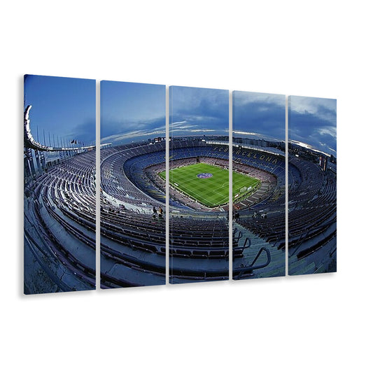 Empty Camp Nou, Stadium Canvas, Sport Art, 5 Panel B, Extra Large Canvas, Canvas Print Wall Art
