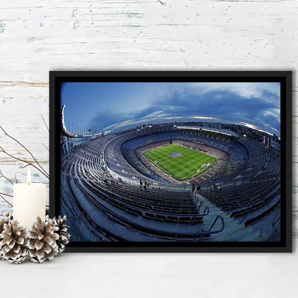 Empty Camp Nou, Stadium Canvas, Sport Art, Framed Canvas Print Wall Art, Floating Frame