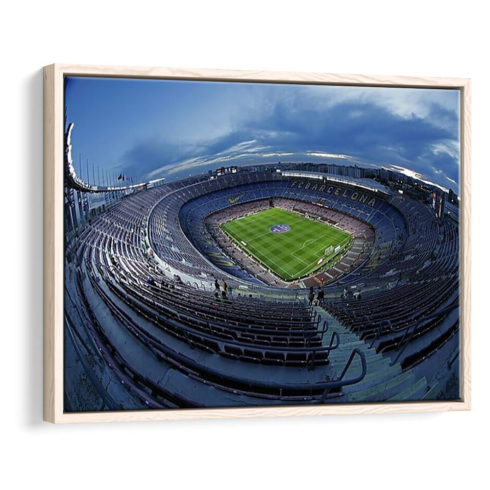 Empty Camp Nou, Stadium Canvas, Sport Art, Framed Canvas Print Wall Art, Floating Frame