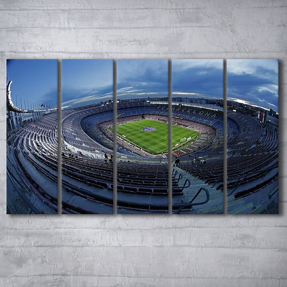 Empty Camp Nou, Stadium Canvas, Sport Art, 5 Panel B, Extra Large Canvas, Canvas Print Wall Art