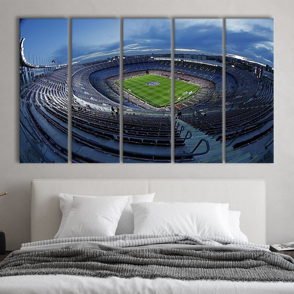 Empty Camp Nou, Stadium Canvas, Sport Art, 5 Panel B, Extra Large Canvas, Canvas Print Wall Art