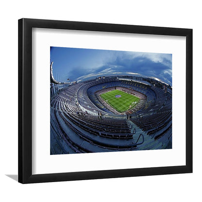 Empty Camp Nou, Stadium Canvas, Sport Art, Gift for him, White Border Framed Art Print Wall Decor
