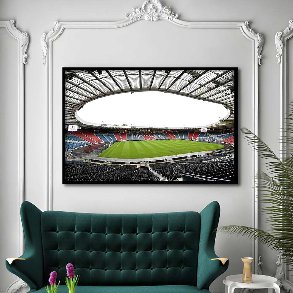 Empty Hampden Park, Stadium Canvas, Sport Art, Gift for him, Framed Art Print Wall Decor, Picture Framed