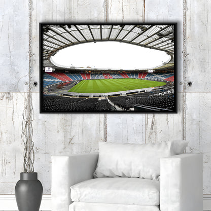 Empty Hampden Park, Stadium Canvas, Sport Art, Framed Canvas Print Wall Art, Floating Frame