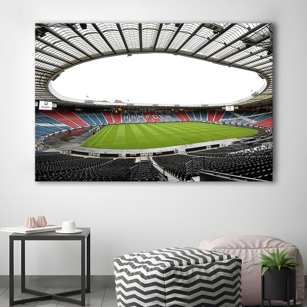 Empty Hampden Park, Stadium Canvas, Sport Art, Gift for him, Man Cave Decor, Art Print, Canvas Print Wall Art