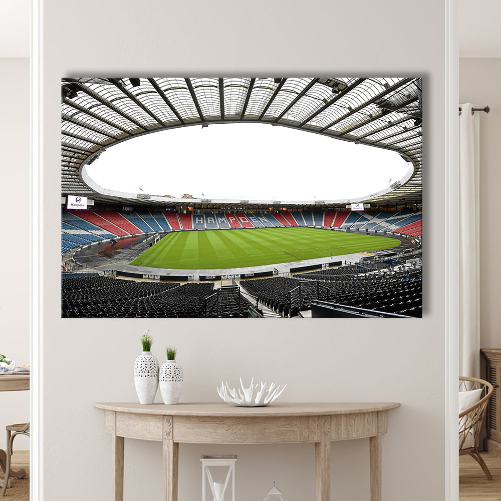 Empty Hampden Park, Stadium Canvas, Sport Art, Gift for him, Man Cave Decor, Art Print, Canvas Print Wall Art