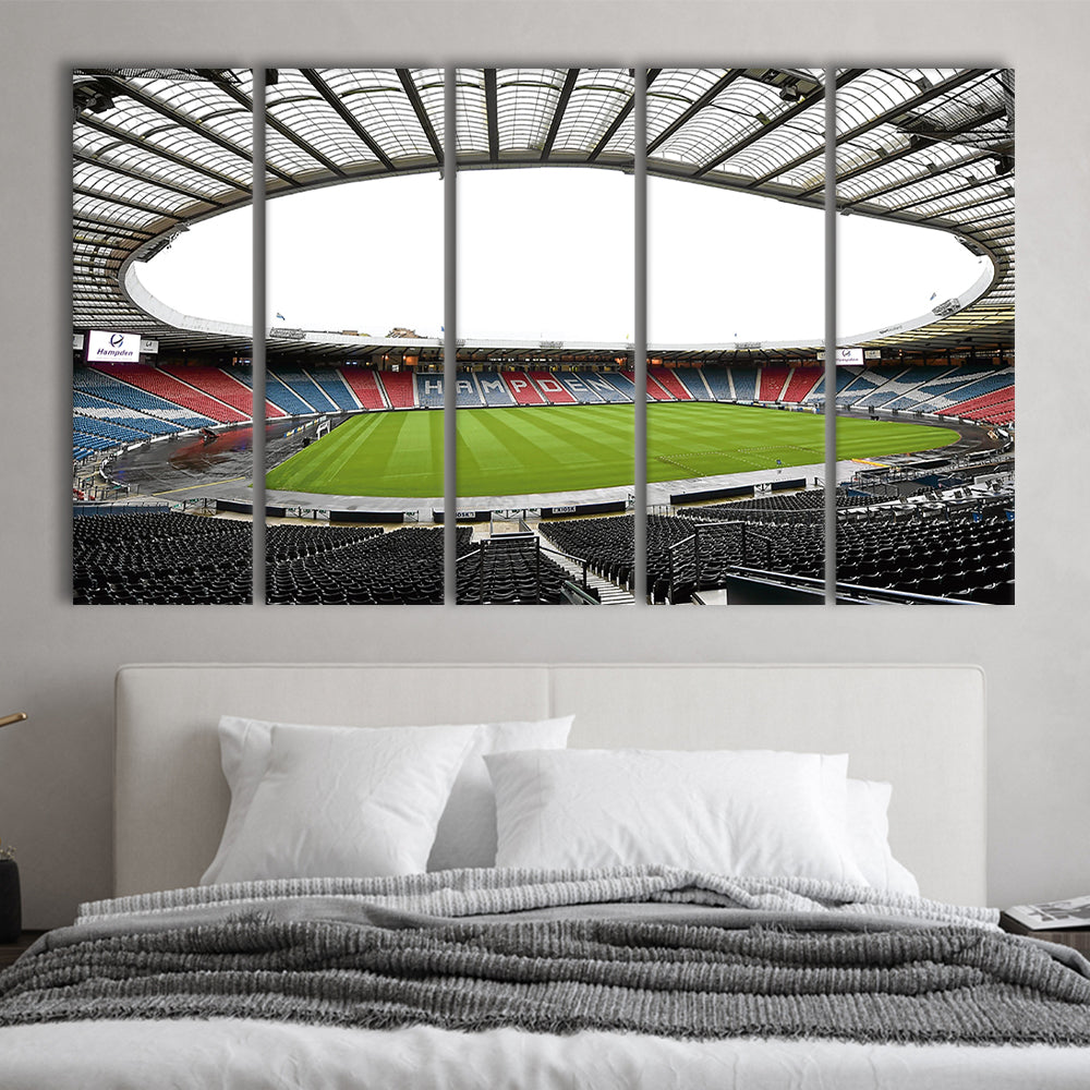 Empty Hampden Park, Stadium Canvas, Sport Art, 5 Panel B, Extra Large Canvas, Canvas Print Wall Art