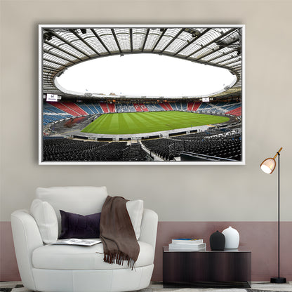 Empty Hampden Park, Stadium Canvas, Sport Art, Framed Canvas Print Wall Art, Floating Frame