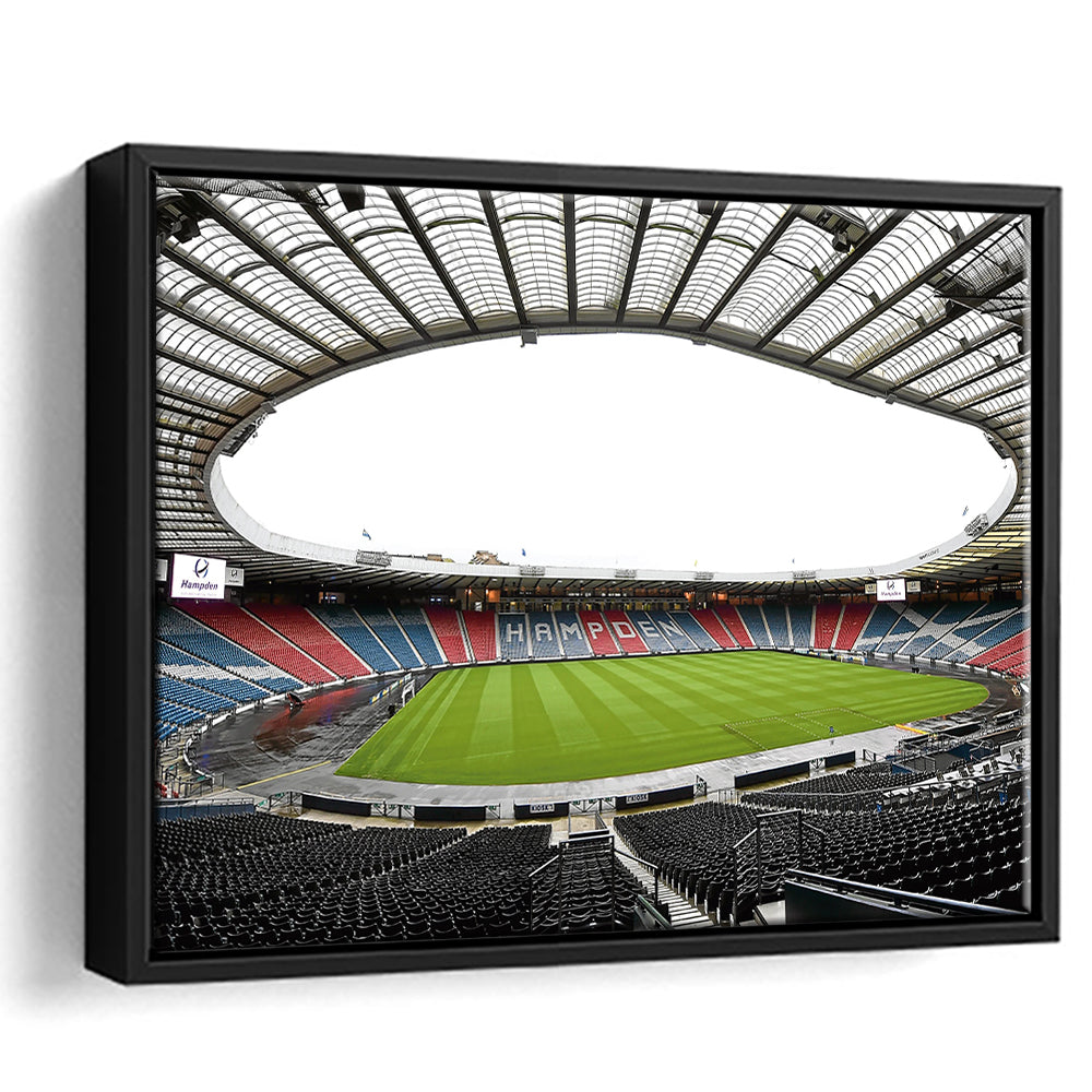Empty Hampden Park, Stadium Canvas, Sport Art, Framed Canvas Print Wall Art, Floating Frame