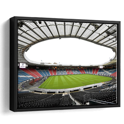 Empty Hampden Park, Stadium Canvas, Sport Art, Framed Canvas Print Wall Art, Floating Frame
