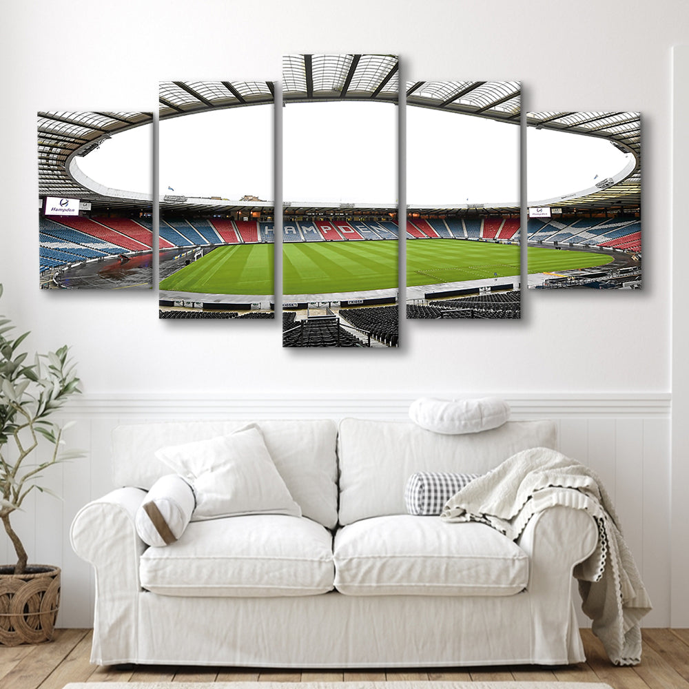 Empty Hampden Park, Stadium Canvas, Sport Art, Gift for him, 5 Panel, Large Canvas, Canvas Print Wall Art