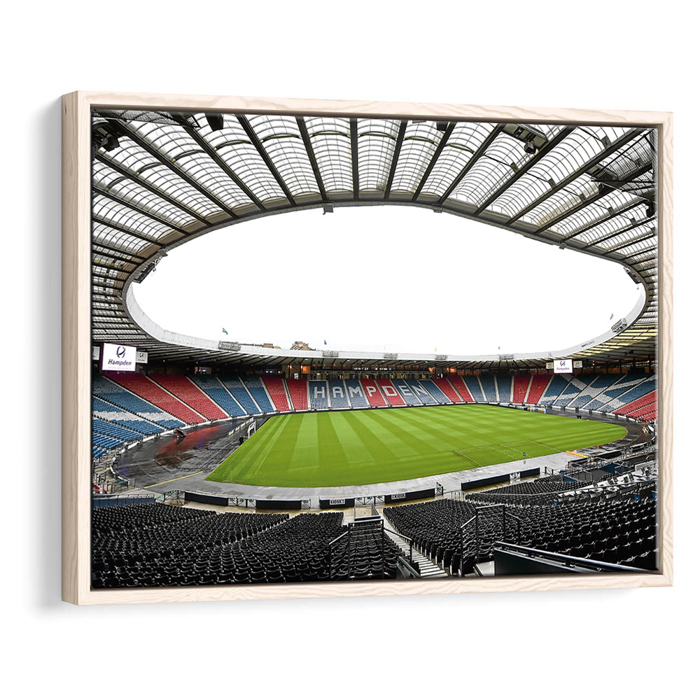 Empty Hampden Park, Stadium Canvas, Sport Art, Framed Canvas Print Wall Art, Floating Frame