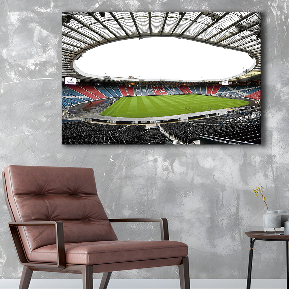 Empty Hampden Park, Stadium Canvas, Sport Art, Gift for him, Man Cave Decor, Art Print, Canvas Print Wall Art