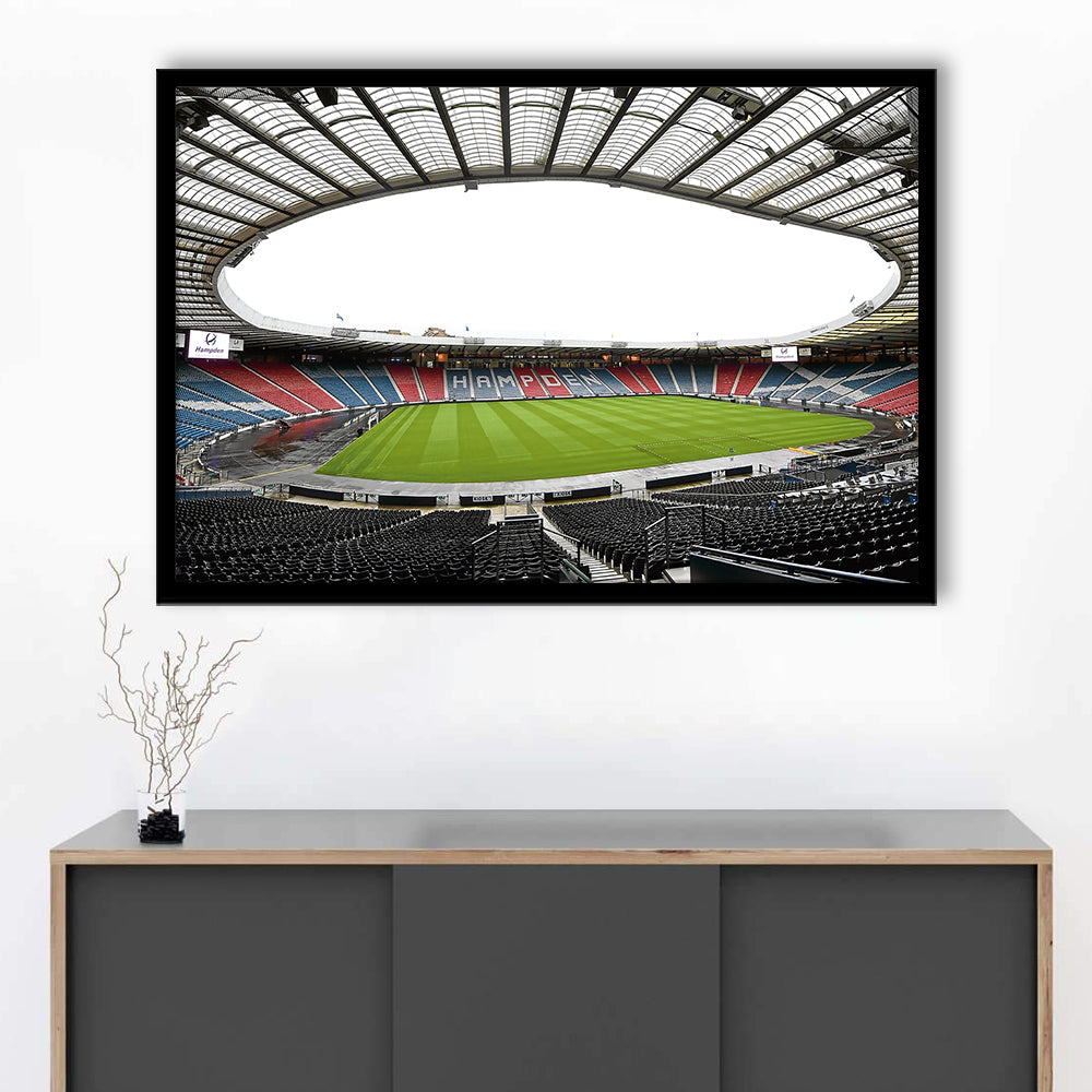Empty Hampden Park, Stadium Canvas, Sport Art, Gift for him, Framed Art Print Wall Decor, Picture Framed