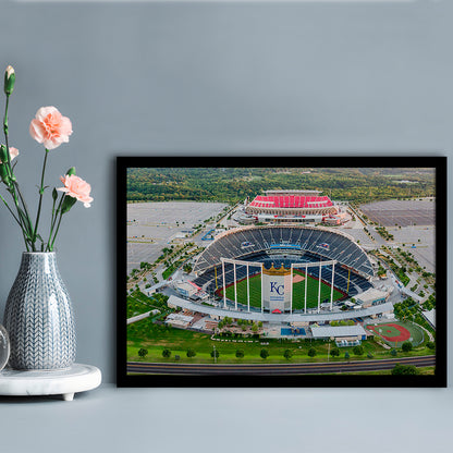 Empty Kauffman Stadium, Stadium Canvas, Sport Art, Gift for him, Framed Art Print Wall Decor, Picture Framed