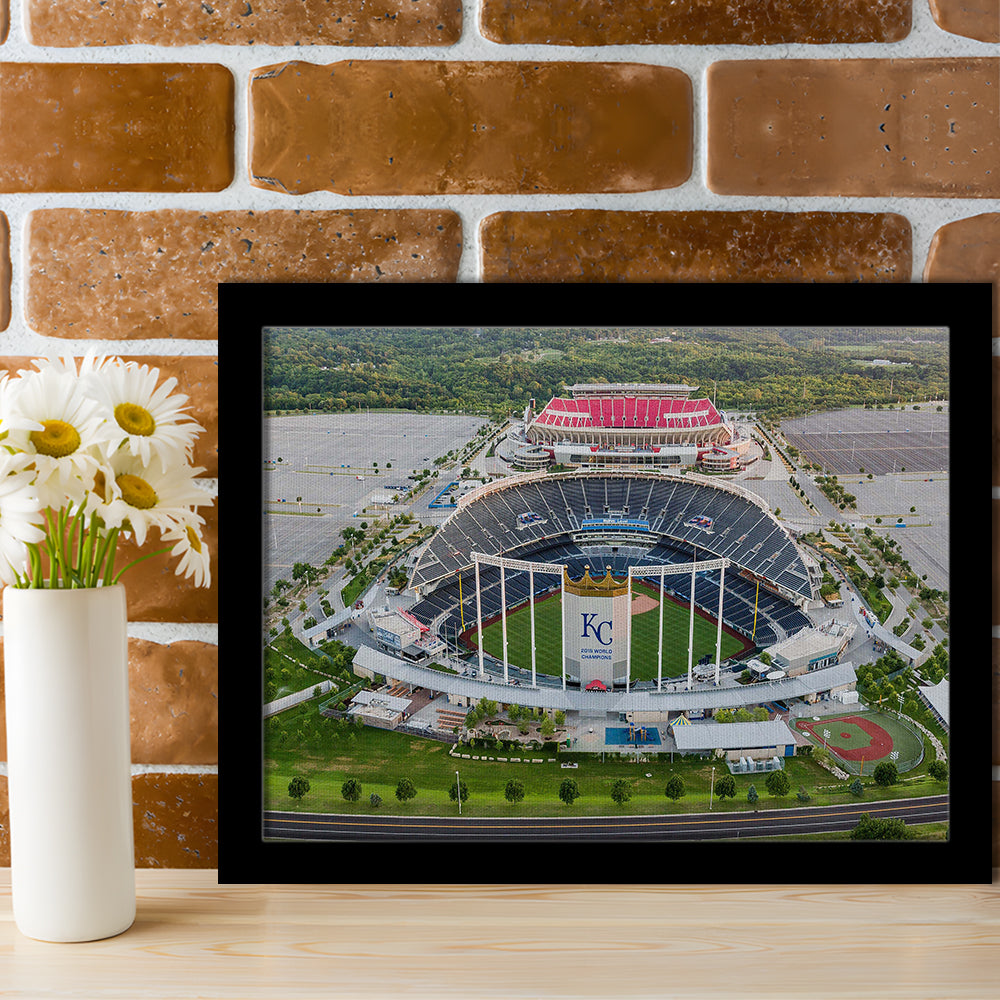 Empty Kauffman Stadium, Stadium Canvas, Sport Art, Gift for him, Framed Art Print Wall Decor, Picture Framed