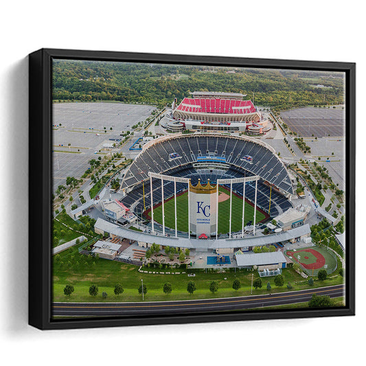 Empty Kauffman Stadium, Stadium Canvas, Sport Art, Framed Canvas Print Wall Art, Floating Frame