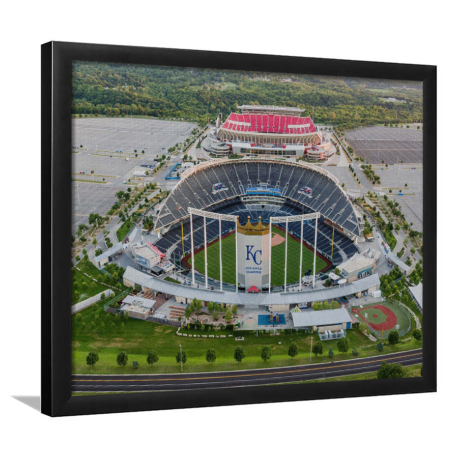 Empty Kauffman Stadium, Stadium Canvas, Sport Art, Gift for him, Framed Art Print Wall Decor, Picture Framed