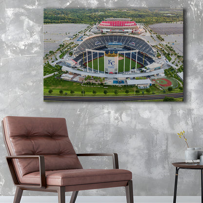 Empty Kauffman Stadium, Stadium Canvas, Sport Art, Gift for him, Man Cave Decor, Art Print, Canvas Print Wall Art