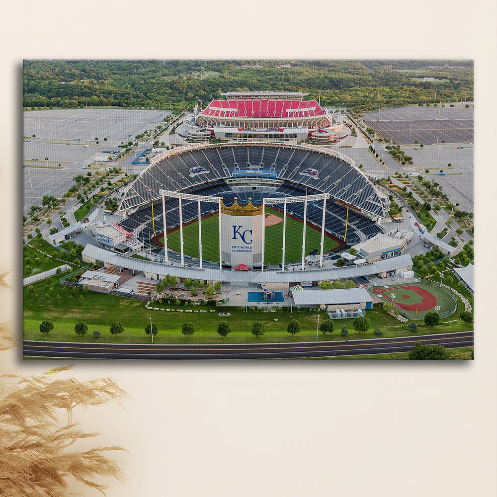 Empty Kauffman Stadium, Stadium Canvas, Sport Art, Gift for him, Man Cave Decor, Art Print, Canvas Print Wall Art