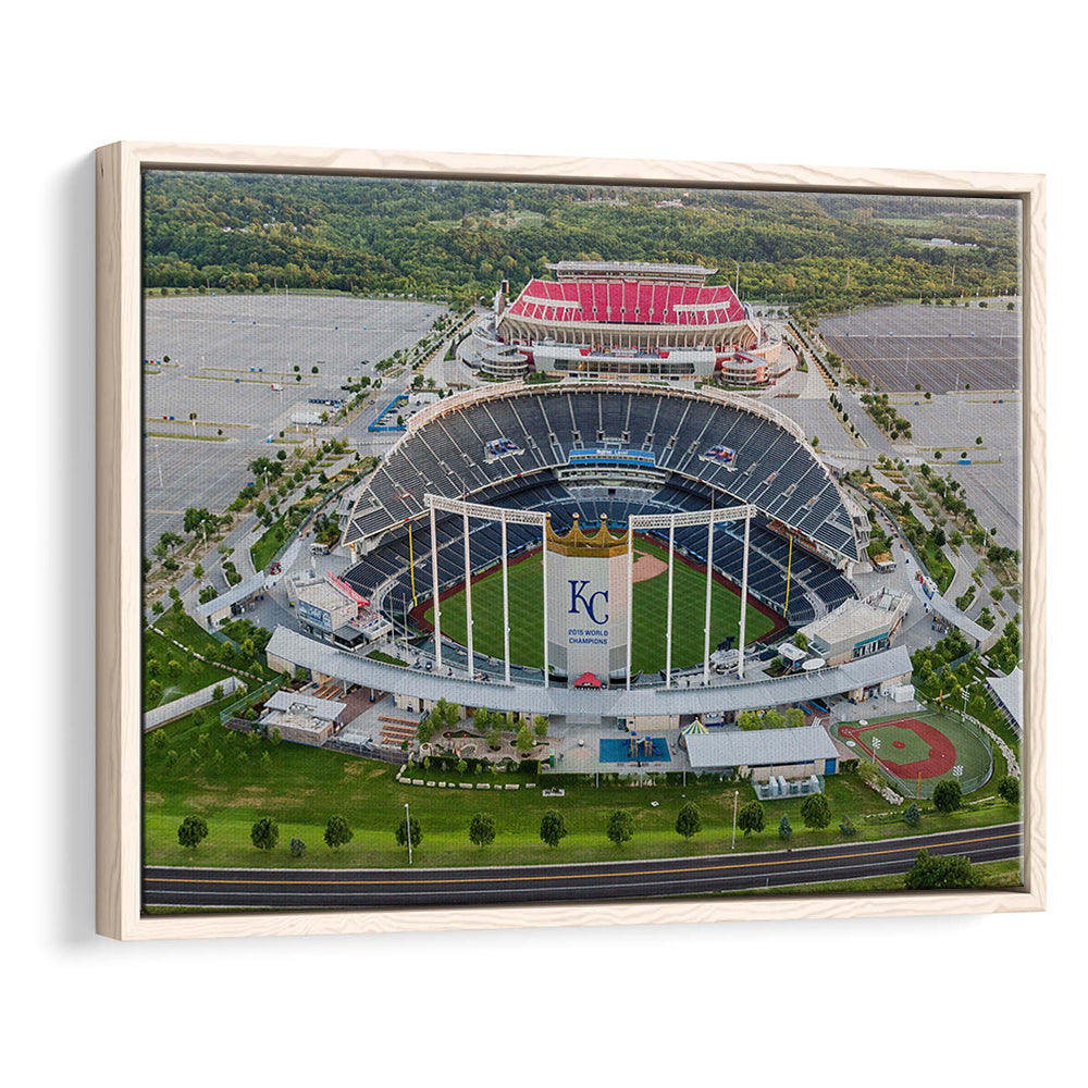 Empty Kauffman Stadium, Stadium Canvas, Sport Art, Framed Canvas Print Wall Art, Floating Frame