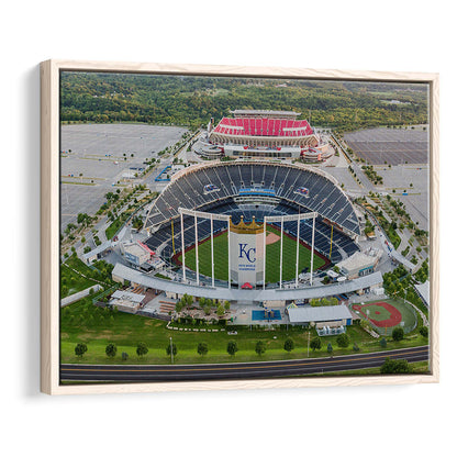 Empty Kauffman Stadium, Stadium Canvas, Sport Art, Framed Canvas Print Wall Art, Floating Frame