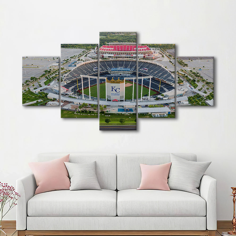 Empty Kauffman Stadium, Stadium Canvas, Sport Art, Gift for him, 5 Panel, Large Canvas, Canvas Print Wall Art