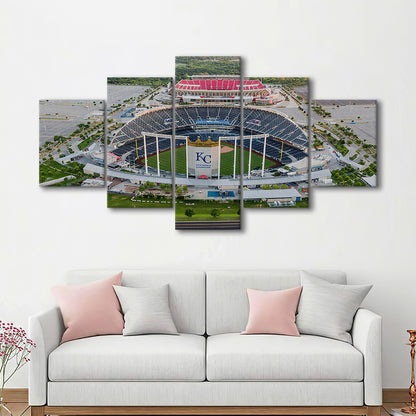Empty Kauffman Stadium, Stadium Canvas, Sport Art, Gift for him, 5 Panel, Large Canvas, Canvas Print Wall Art
